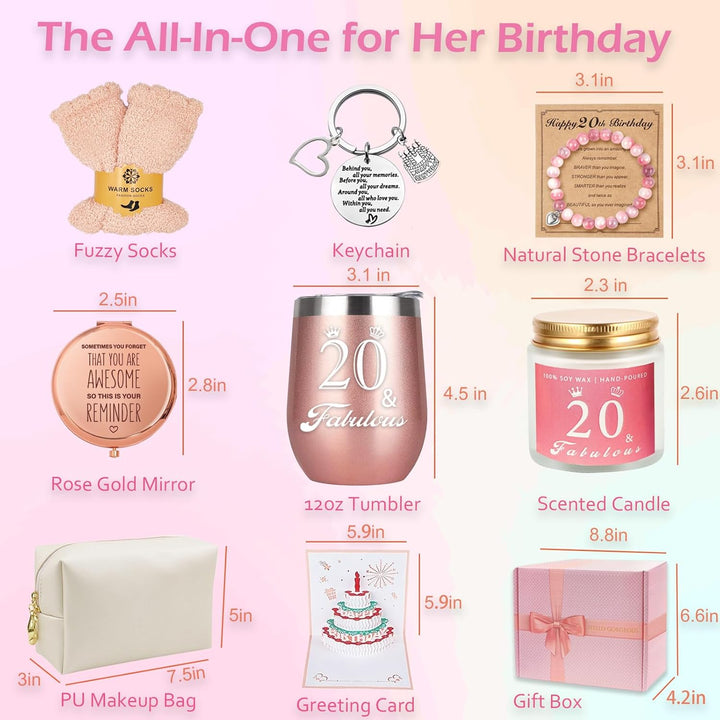 20th Birthday Gifts For Girls, 20 Year Old Girl Birthday Gifts, Happy 20th Birthday Basket Gifts Box for Best Friends Female Daughter Sister Her Girlfriend Coworker Bestie Women Birthday Unique - Just Closeouts Canada Inc.X0041K3NQT