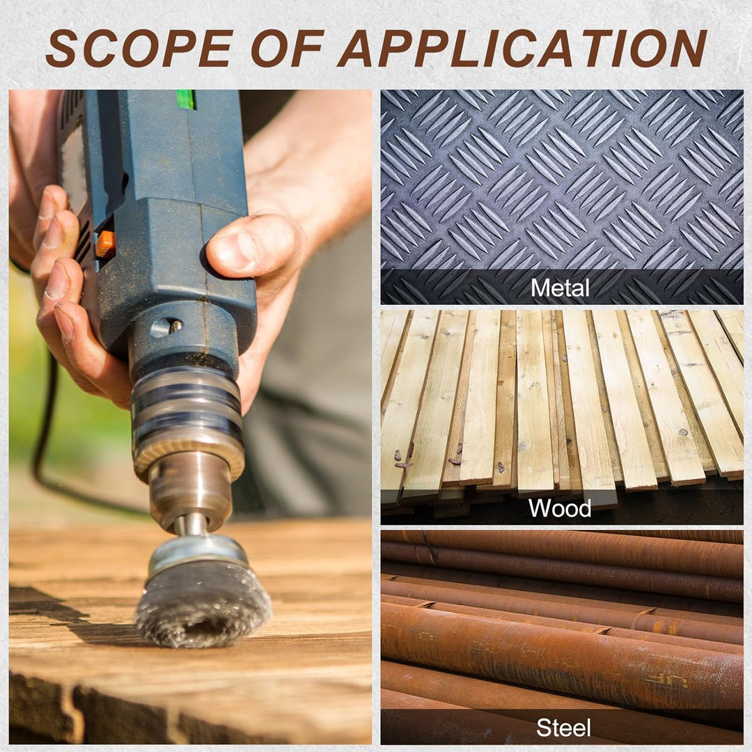 21 Pack Carbon Steel Wire Wheel Brush, Pen Brush , Wheel Brush, Cup Brush Set, with 1/4 - Inch Hex Shank, for Rust Removal, Corrosion and Scrub Surfaces - Just Closeouts Canada Inc.