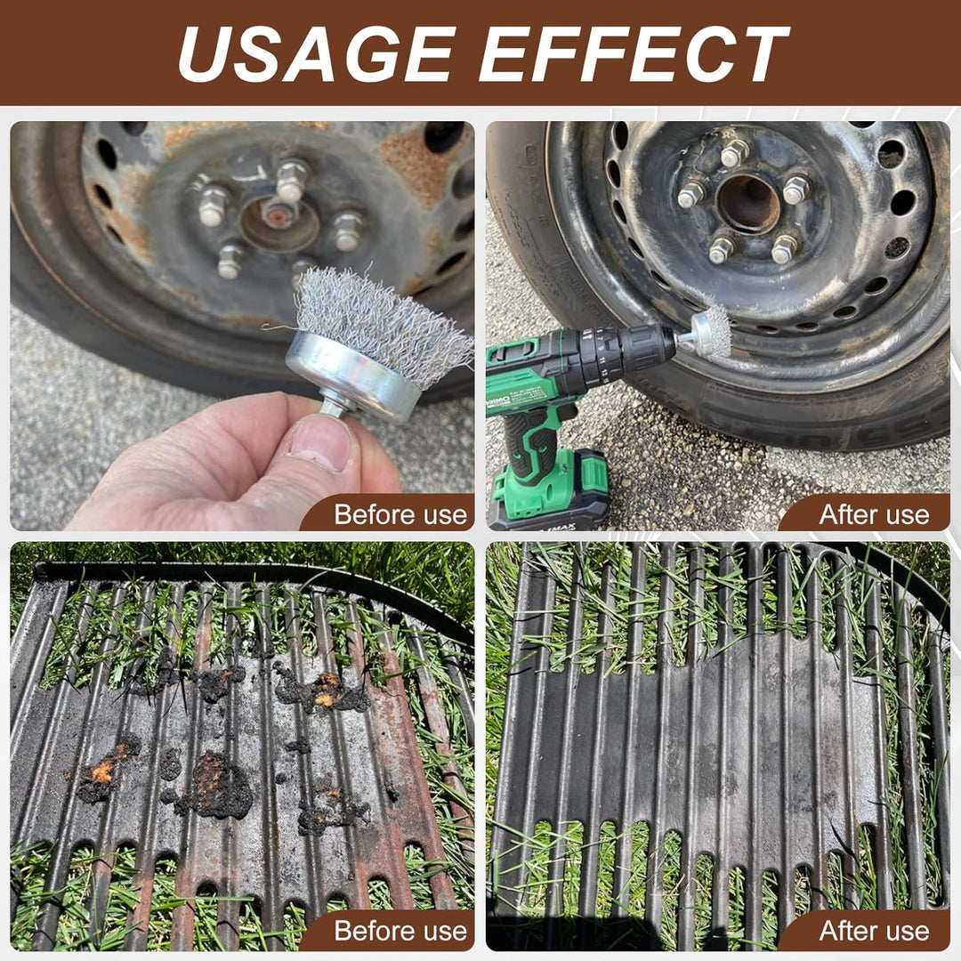 21 Pack Carbon Steel Wire Wheel Brush, Pen Brush , Wheel Brush, Cup Brush Set, with 1/4 - Inch Hex Shank, for Rust Removal, Corrosion and Scrub Surfaces - Just Closeouts Canada Inc.