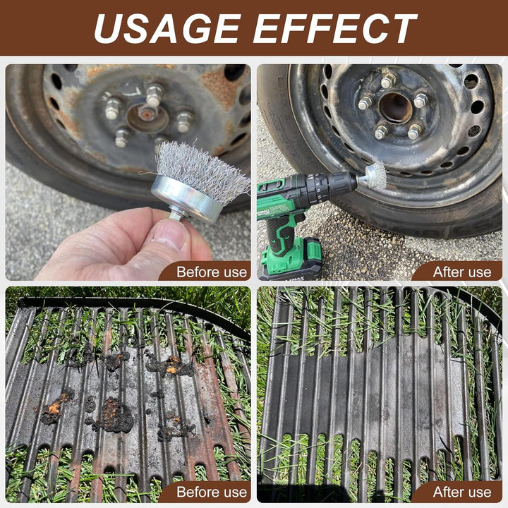 21 Pack Carbon Steel Wire Wheel Brush, Pen Brush , Wheel Brush, Cup Brush Set, with 1/4 - Inch Hex Shank, for Rust Removal, Corrosion and Scrub Surfaces - Just Closeouts Canada Inc.