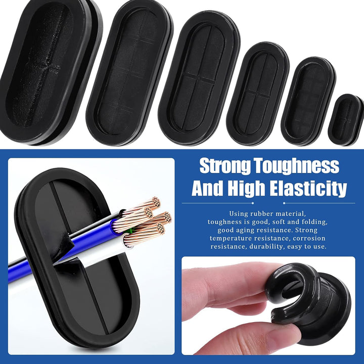 21-Piece Oval Rubber Grommet Kit with Knife, 6 Sizes - Just Closeouts Canada Inc.X003A1UVCT