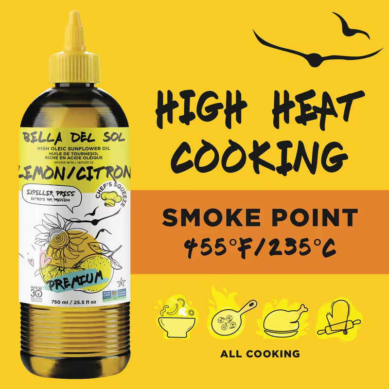 Bella Del Sol Premium High Oleic Sunflower Oil Infused with Lemon, 750 ml
