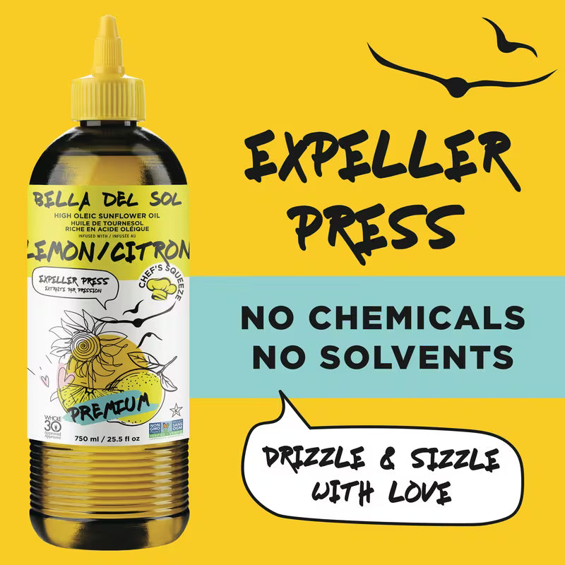 Bella Del Sol Premium High Oleic Sunflower Oil Infused with Lemon, 750 ml
