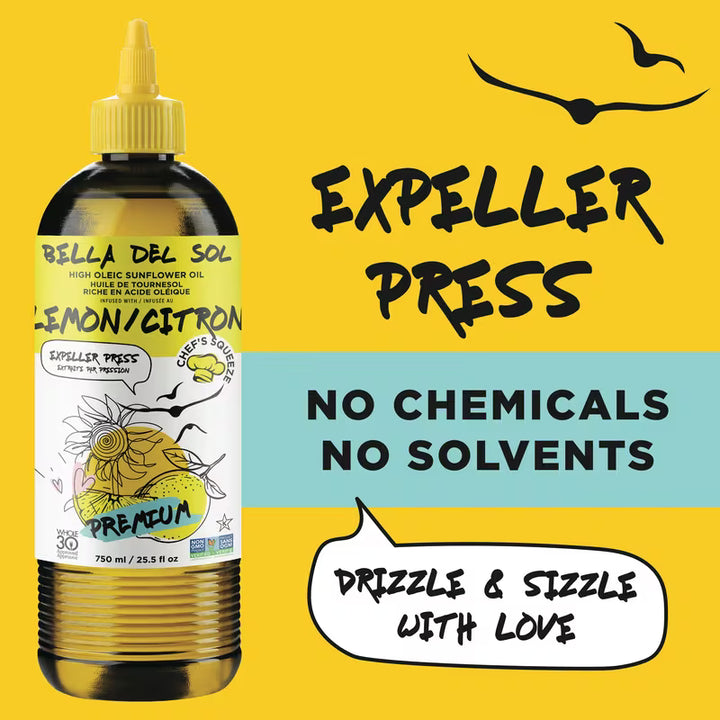Bella Del Sol Premium High Oleic Sunflower Oil Infused with Lemon, 750 ml