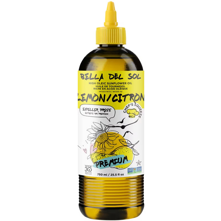 Bella Del Sol Premium High Oleic Sunflower Oil Infused with Lemon, 750 ml