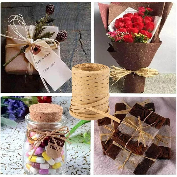 218 Yards Raffia Ribbon for Gift Wrapping Easter Raffia Paper Craft Ribbon for Gift Birthday Packing Paper Natural Materials Natural Raffia Paper Raffia Ribbon - Just Closeouts Canada Inc.