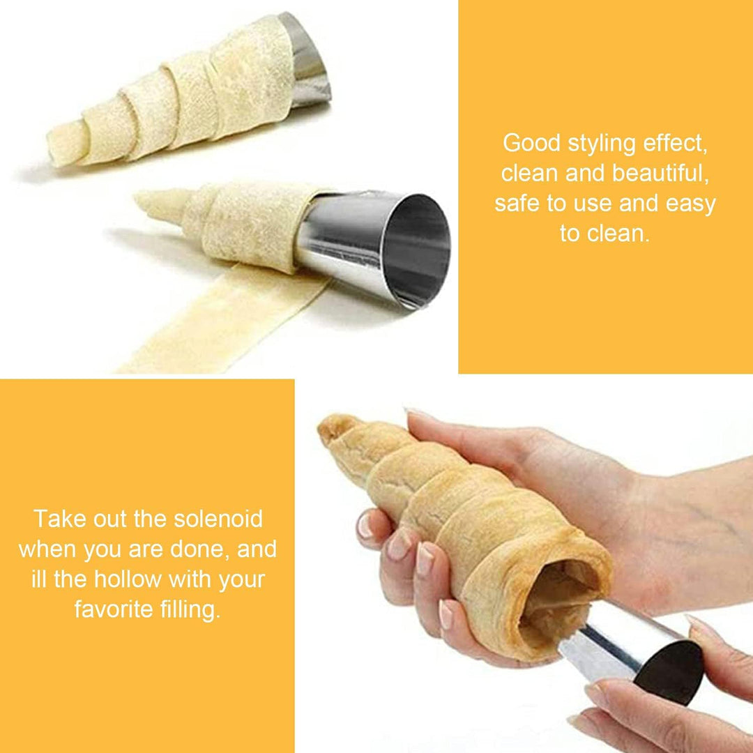 21Pcs Cannoli Tubes Cream Horn Molds Set, 10 Cone Shaped Cannoli Rings, 10 Tubular Shaped Cannoli Rolls, Stainless Steel Baking Mold for Screw Croissant, Pastry, Bread, Waffle. Cleaning Brush - Just Closeouts Canada Inc.
