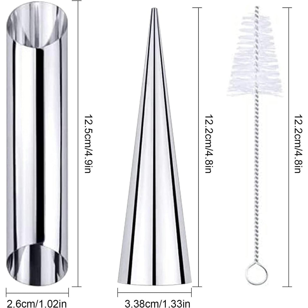 21Pcs Cannoli Tubes Cream Horn Molds Set, 10 Cone Shaped Cannoli Rings, 10 Tubular Shaped Cannoli Rolls, Stainless Steel Baking Mold for Screw Croissant, Pastry, Bread, Waffle. Cleaning Brush - Just Closeouts Canada Inc.
