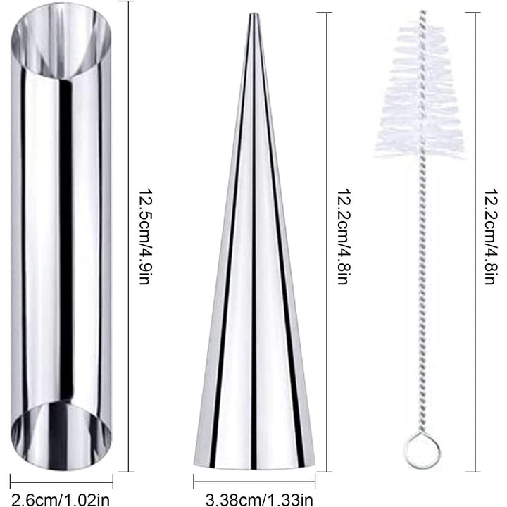 21Pcs Cannoli Tubes Cream Horn Molds Set, 10 Cone Shaped Cannoli Rings, 10 Tubular Shaped Cannoli Rolls, Stainless Steel Baking Mold for Screw Croissant, Pastry, Bread, Waffle. Cleaning Brush - Just Closeouts Canada Inc.