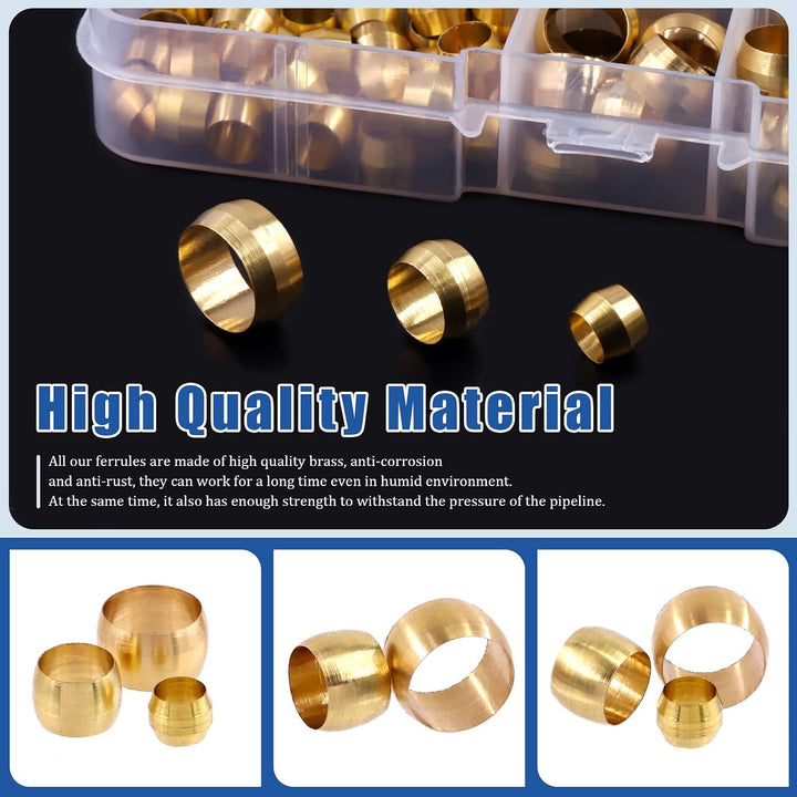 220Pcs Brass Compression Sleeves Ferrules, Tube OD 4mm 6mm 8mm 10mm 12mm 13mm 14mm 16mm Brass Compression Fitting Assortment Kit - Just Closeouts Canada Inc.X002YZ7JDL