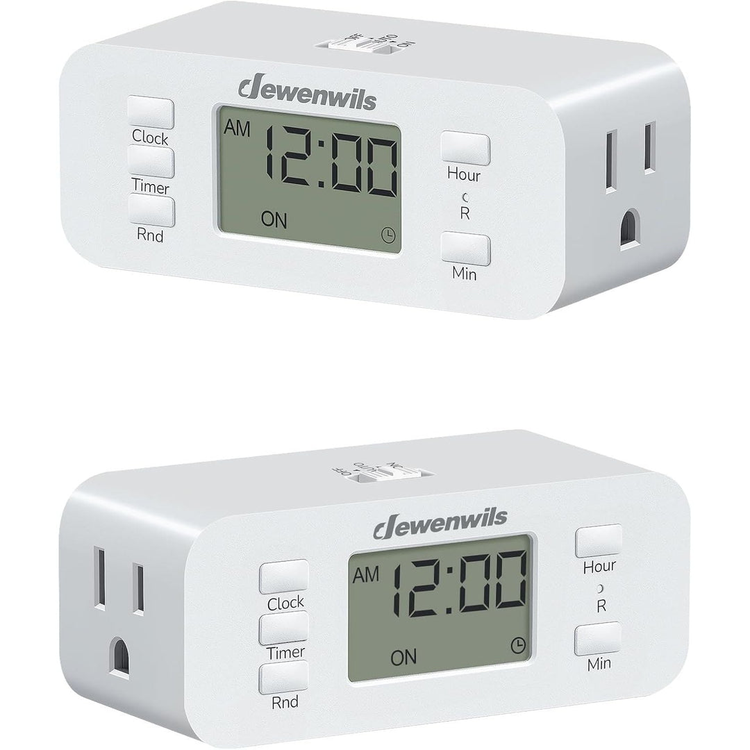 24 Hour Programmable Digital Timer Outlet, 2 Pack Timers for Electrical Outlets, Indoor Light Timers for Lamp Fan Aquarium, 2 Grounded Outlet, 125V/15A/1000W, 3 Prong, 1/2 HP - Just Closeouts Canada Inc.X004LDIGOF