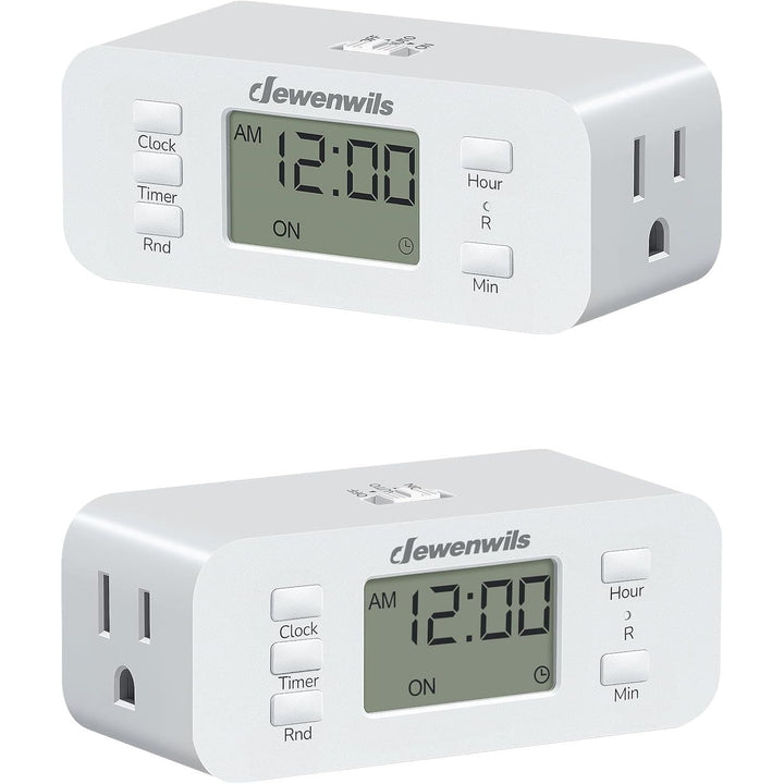 24 Hour Programmable Digital Timer Outlet, 2 Pack Timers for Electrical Outlets, Indoor Light Timers for Lamp Fan Aquarium, 2 Grounded Outlet, 125V/15A/1000W, 3 Prong, 1/2 HP - Just Closeouts Canada Inc.X004LDIGOF