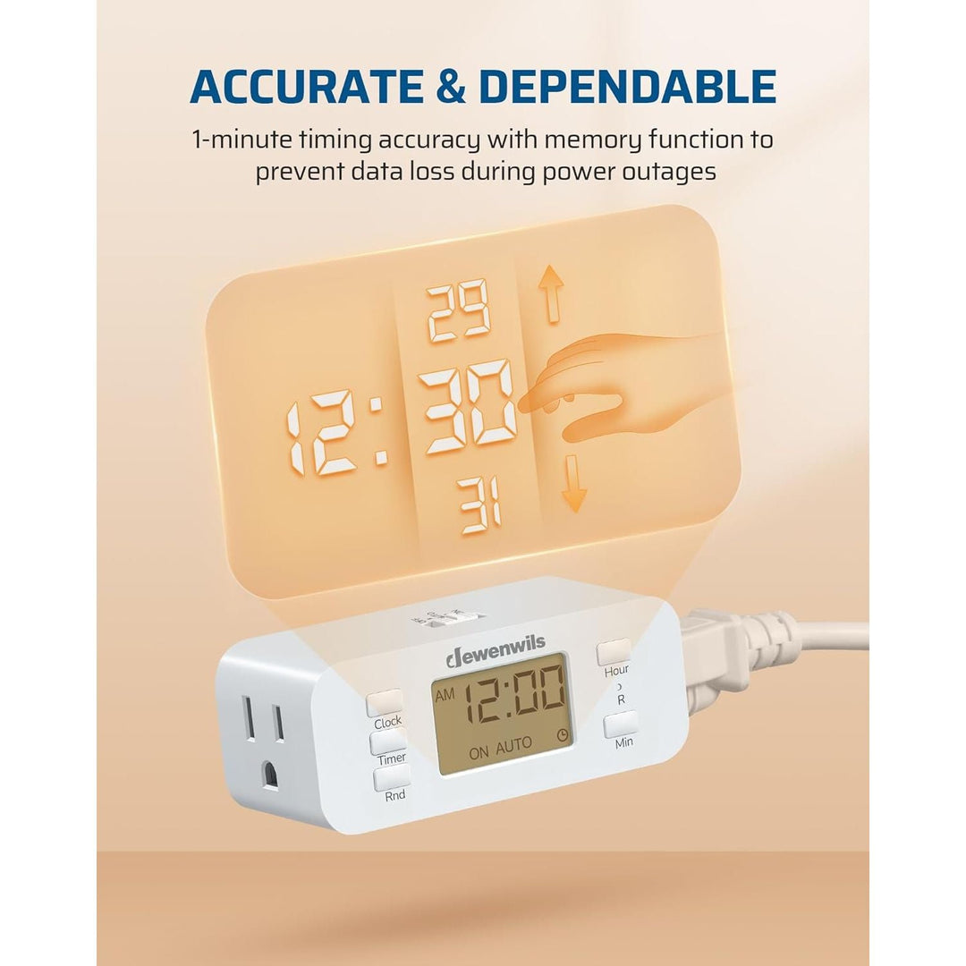 24 Hour Programmable Digital Timer Outlet, 2 Pack Timers for Electrical Outlets, Indoor Light Timers for Lamp Fan Aquarium, 2 Grounded Outlet, 125V/15A/1000W, 3 Prong, 1/2 HP - Just Closeouts Canada Inc.X004LDIGOF