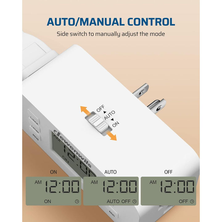 24 Hour Programmable Digital Timer Outlet, 2 Pack Timers for Electrical Outlets, Indoor Light Timers for Lamp Fan Aquarium, 2 Grounded Outlet, 125V/15A/1000W, 3 Prong, 1/2 HP - Just Closeouts Canada Inc.X004LDIGOF