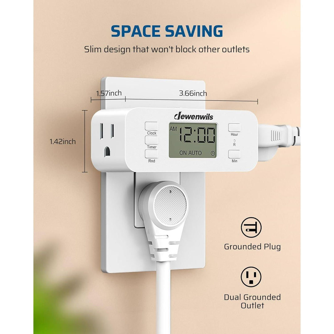 24 Hour Programmable Digital Timer Outlet, 2 Pack Timers for Electrical Outlets, Indoor Light Timers for Lamp Fan Aquarium, 2 Grounded Outlet, 125V/15A/1000W, 3 Prong, 1/2 HP - Just Closeouts Canada Inc.X004LDIGOF