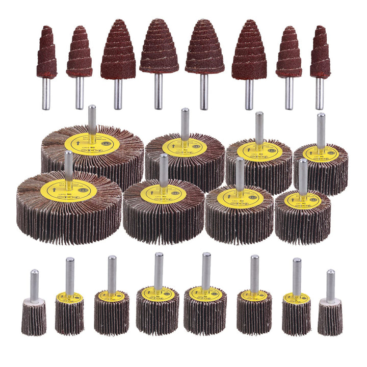 24 Pcs 80 Grit 1/4inch Abrasive Flap Wheel Sander Set, Aluminum Oxide Flap Wheels Cylindrical Cone Shape Sanding Wheel for Remove Rust and Weld Burr - Just Closeouts Canada Inc.