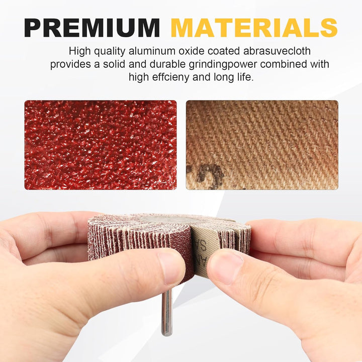 24 Pcs 80 Grit 1/4inch Abrasive Flap Wheel Sander Set, Aluminum Oxide Flap Wheels Cylindrical Cone Shape Sanding Wheel for Remove Rust and Weld Burr - Just Closeouts Canada Inc.