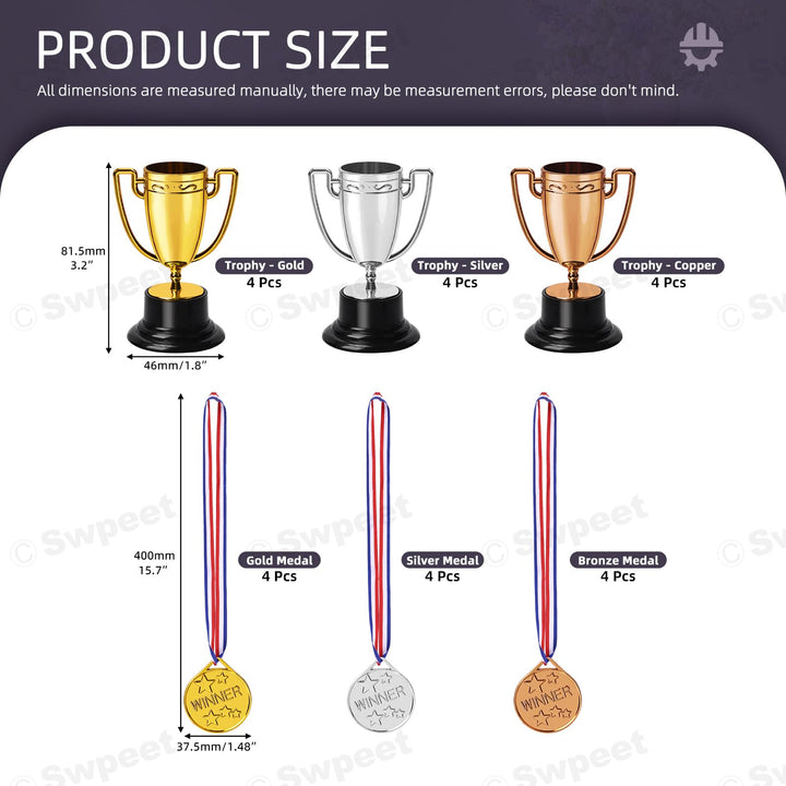 24-Piece Trophy Cup and Award Medal Set - Just Closeouts Canada Inc.X0043FBW1P