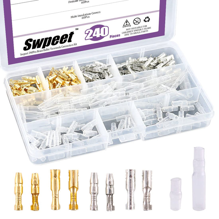 240-Piece 3.9 mm Bullet Connector Kit with Insulation Sleeves - Just Closeouts Canada Inc.X001V49VOL