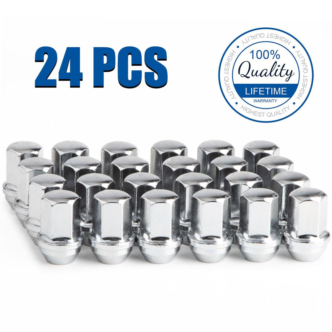 24pcs 14x1.5 Lug Nuts Chrome, 1.8 Inch 45mm Length, 7/8" 22mm Hex, OEM Factory Style M14x1.5 Wheel Lug Nuts, Closed End Large Acorn Seat - Just Closeouts Canada Inc.X0043L7K3D