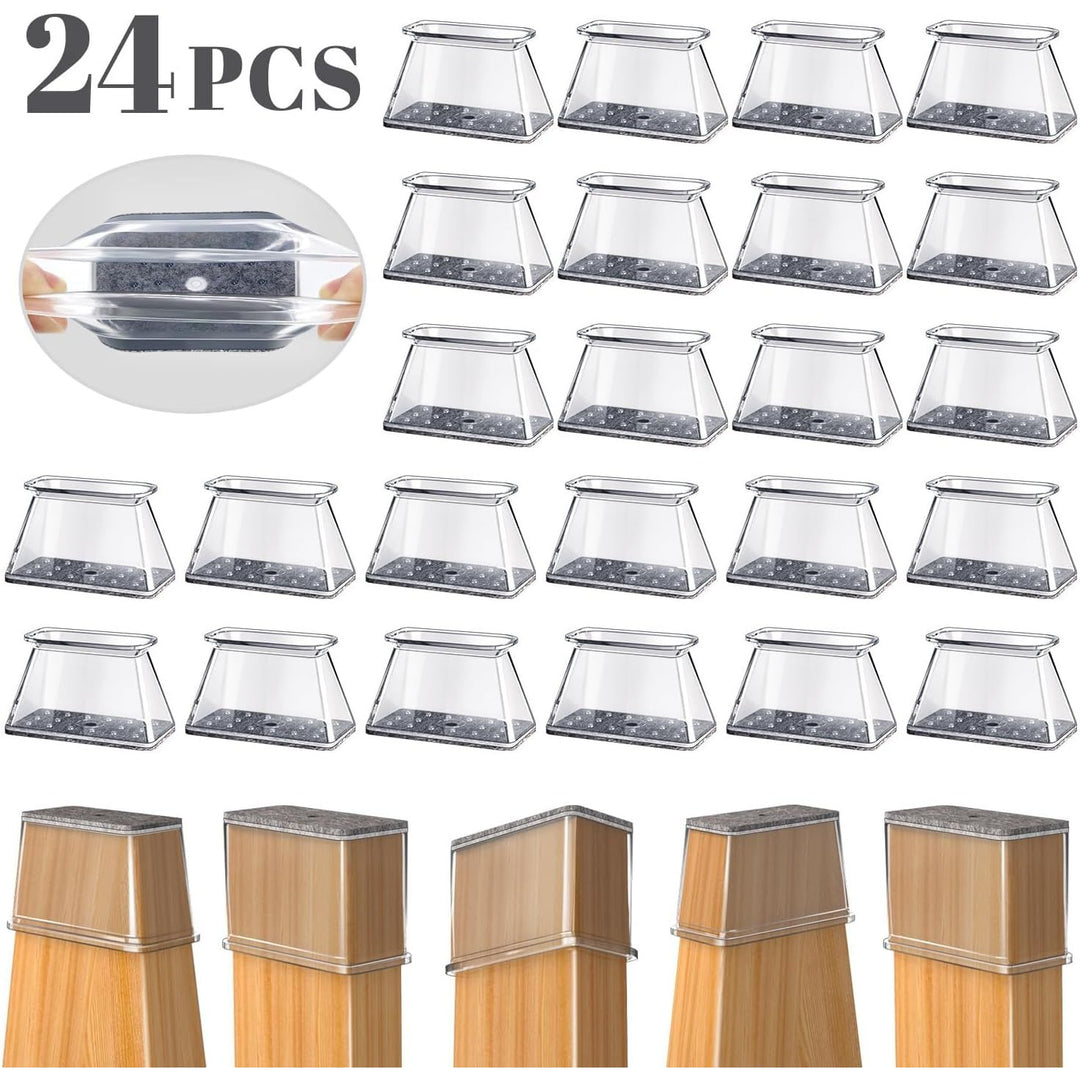 24PCS Chair Leg Floor Protectors, Silicone Furniture Sliders, Felt Furniture Pads for Hardwood Floors, Protect Floors, Clear Rectangle M (Fit Perimeter 3 - 3/4" to 4 - 7/8") - Just Closeouts Canada Inc.