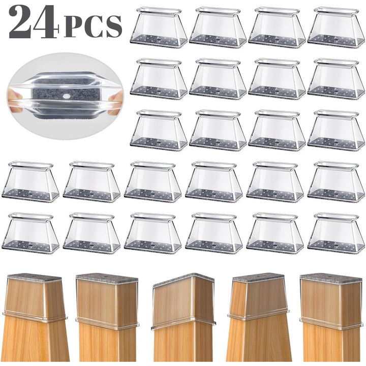 24PCS Chair Leg Floor Protectors, Silicone Furniture Sliders, Felt Furniture Pads for Hardwood Floors, Protect Floors, Clear Rectangle M (Fit Perimeter 3 - 3/4" to 4 - 7/8") - Just Closeouts Canada Inc.