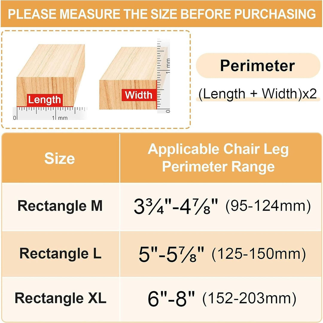 24PCS Chair Leg Floor Protectors, Silicone Furniture Sliders, Felt Furniture Pads for Hardwood Floors, Protect Floors, Clear Rectangle M (Fit Perimeter 3 - 3/4" to 4 - 7/8") - Just Closeouts Canada Inc.