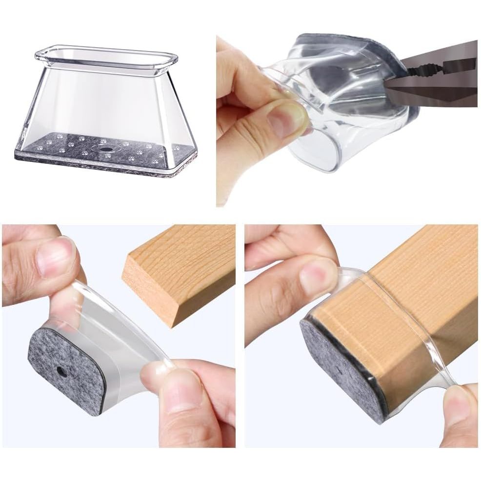 24PCS Chair Leg Floor Protectors, Silicone Furniture Sliders, Felt Furniture Pads for Hardwood Floors, Protect Floors, Clear Rectangle M (Fit Perimeter 3 - 3/4" to 4 - 7/8") - Just Closeouts Canada Inc.