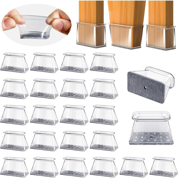 24PCS Chair Leg Floor Protectors, Silicone Furniture Sliders, Felt Furniture Pads for Hardwood Floors, Protect Floors, Clear Rectangle M (Fit Perimeter 3 - 3/4" to 4 - 7/8") - Just Closeouts Canada Inc.