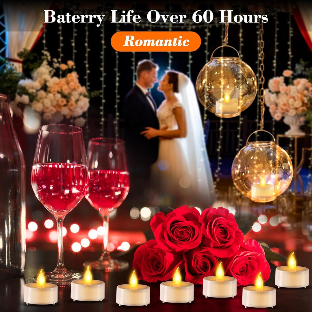 24PCs Led Tea Lights with Timer, Electric Flickering Flameless Candles Battery Operated Led Candle Tealights with Remote Control for Halloween Decor & Christmas Decorations - Just Closeouts Canada Inc.