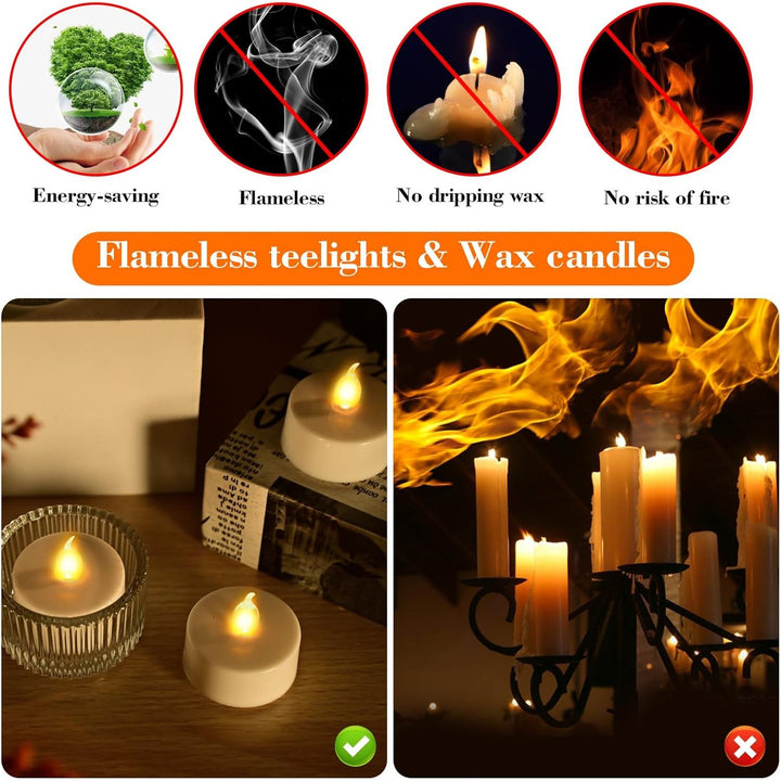 24PCs Led Tea Lights with Timer, Electric Flickering Flameless Candles Battery Operated Led Candle Tealights with Remote Control for Halloween Decor & Christmas Decorations - Just Closeouts Canada Inc.