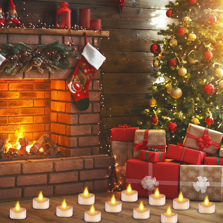 24PCs Led Tea Lights with Timer, Electric Flickering Flameless Candles Battery Operated Led Candle Tealights with Remote Control for Halloween Decor & Christmas Decorations - Just Closeouts Canada Inc.
