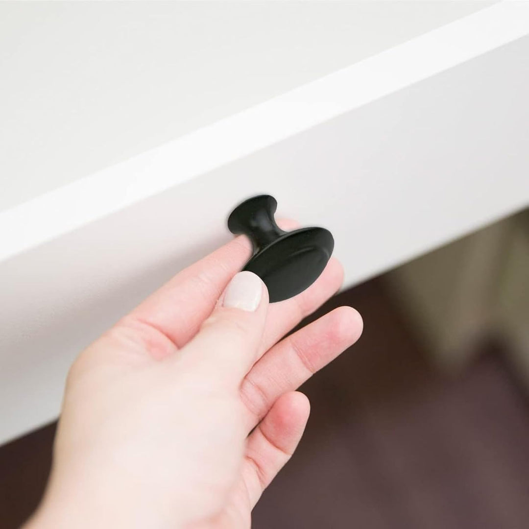 25 Frosted Black Round Kitchen Cabinet Handles, 27mm Round Drawer Handles, Flat Pull knobs, Makeup Drawers Bathroom Drawers Screw Hardware Accessories Modern Handles - Just Closeouts Canada Inc.