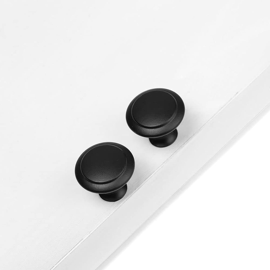 25 Frosted Black Round Kitchen Cabinet Handles, 27mm Round Drawer Handles, Flat Pull knobs, Makeup Drawers Bathroom Drawers Screw Hardware Accessories Modern Handles - Just Closeouts Canada Inc.