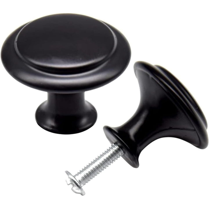25 Frosted Black Round Kitchen Cabinet Handles, 27mm Round Drawer Handles, Flat Pull knobs, Makeup Drawers Bathroom Drawers Screw Hardware Accessories Modern Handles - Just Closeouts Canada Inc.