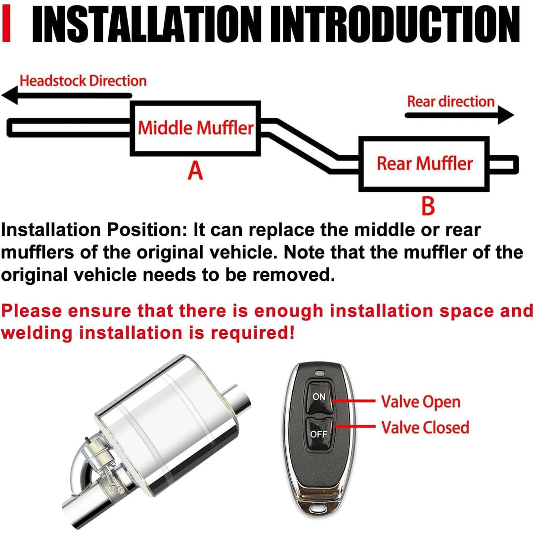 2.5 Inch Valvetronic Exhaust Cutout with Muffler Cat Back Exhaust System Valve Kit - Just Closeouts Canada Inc.