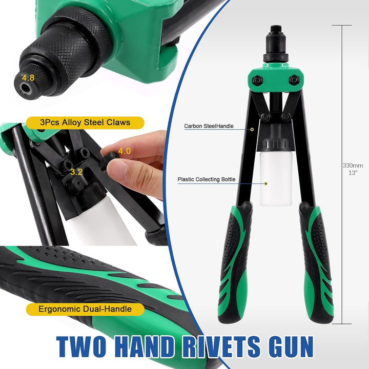 261Pcs Rivet Gun with Large Flange Pop Rivets Set 13" Heavy Duty Handle Riveter and 260Pcs 7 Sizes Aluminum Large Flange Blind Rivets Assortment Kit for Metal, Automotive, Boat - Just Closeouts Canada Inc.X003A09KIB