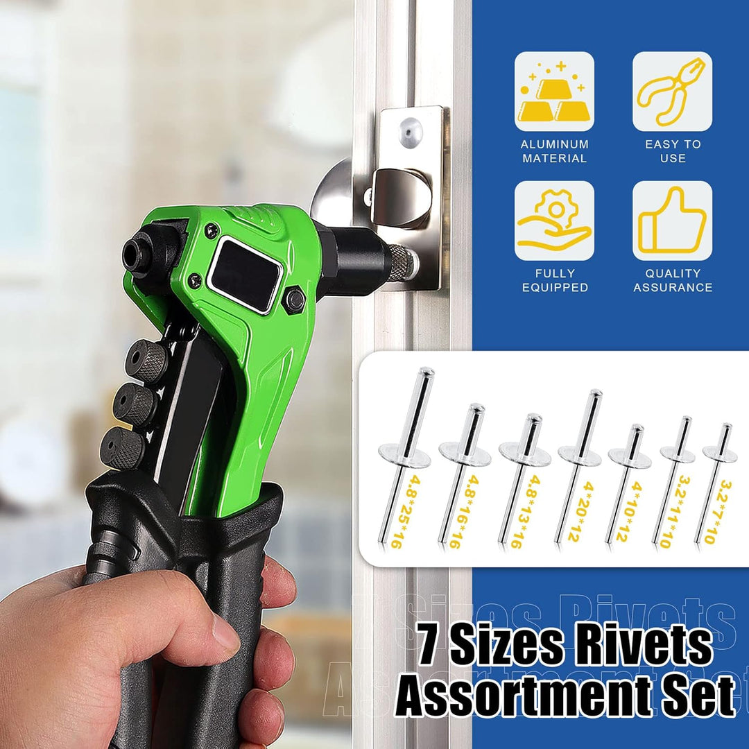 261Pcs Rivet Gun with Large Flange Pop Rivets Set 13" Heavy Duty Handle Riveter and 260Pcs 7 Sizes Aluminum Large Flange Blind Rivets Assortment Kit for Metal, Automotive, Boat - Just Closeouts Canada Inc.X003A09KIB