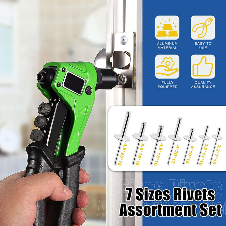 261Pcs Rivet Gun with Large Flange Pop Rivets Set 13" Heavy Duty Handle Riveter and 260Pcs 7 Sizes Aluminum Large Flange Blind Rivets Assortment Kit for Metal, Automotive, Boat - Just Closeouts Canada Inc.X003A09KIB