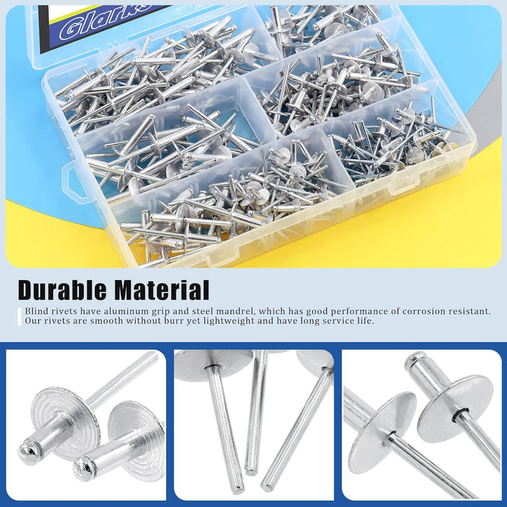 261Pcs Rivet Gun with Large Flange Pop Rivets Set 13" Heavy Duty Handle Riveter and 260Pcs 7 Sizes Aluminum Large Flange Blind Rivets Assortment Kit for Metal, Automotive, Boat - Just Closeouts Canada Inc.X003A09KIB
