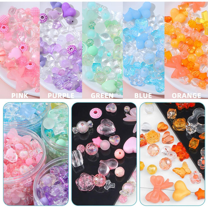 270 - 300 Pcs Cute Assorted Beads for Jewelry Making, Acrylic Kawaii Beads for Bracelets Making Flower Bowknot Bulk DIY Jewelry Making Bracelet Necklaces Phone Lanyard Chains - Just Closeouts Canada Inc.