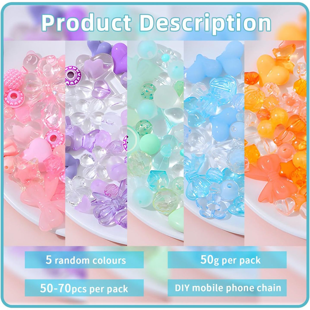 270 - 300 Pcs Cute Assorted Beads for Jewelry Making, Acrylic Kawaii Beads for Bracelets Making Flower Bowknot Bulk DIY Jewelry Making Bracelet Necklaces Phone Lanyard Chains - Just Closeouts Canada Inc.