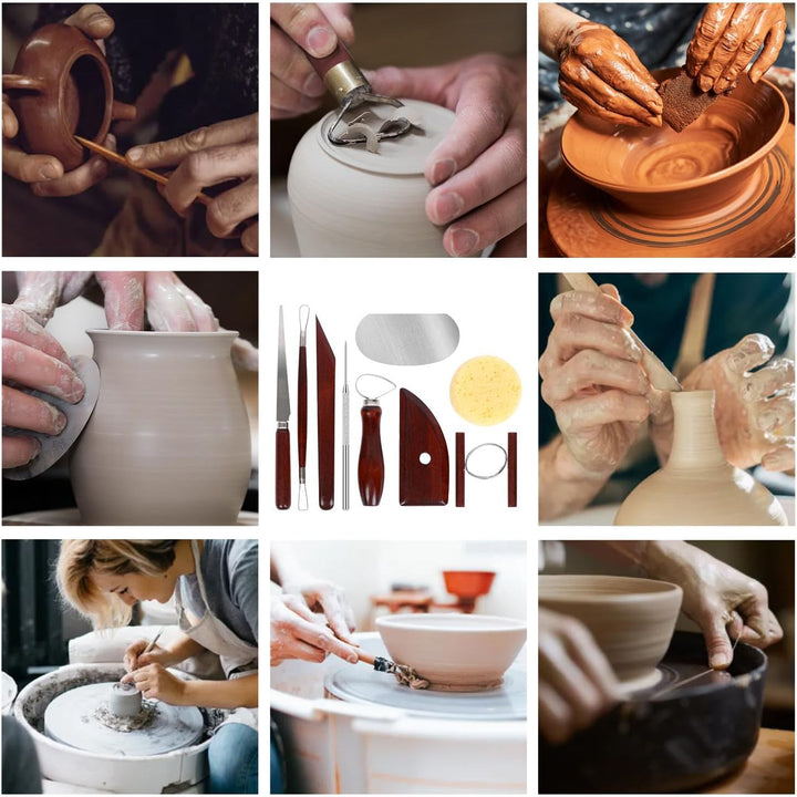 28PCS Pottery Tools, LAMPTOP Ceramic Clay Tools Polymer Clay Tools Set, Wooden Pottery Clay Sculpting Tools Set for Potters Beginners Professionals Arts Crafts - Just Closeouts Canada Inc.