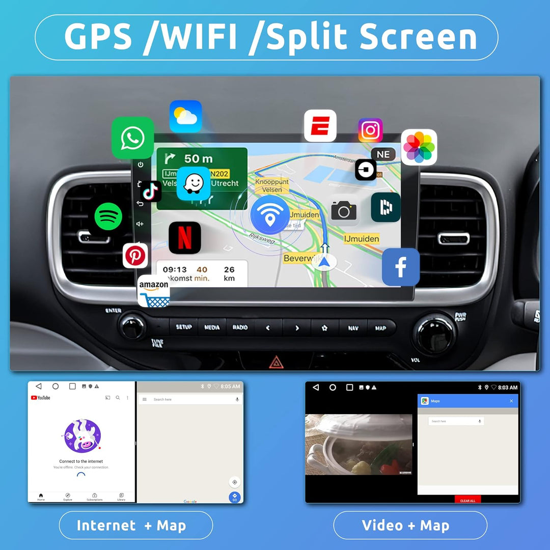 2G 32G Android Car Stereo for Toyota Corolla 2009 - 2013 with Carplay Android Auto 9’’ Touch Screen Car Radio Bluetooth GPS WiFi FM Mirror Link RCA USB SWC + Backup Camera - Just Closeouts Canada Inc.