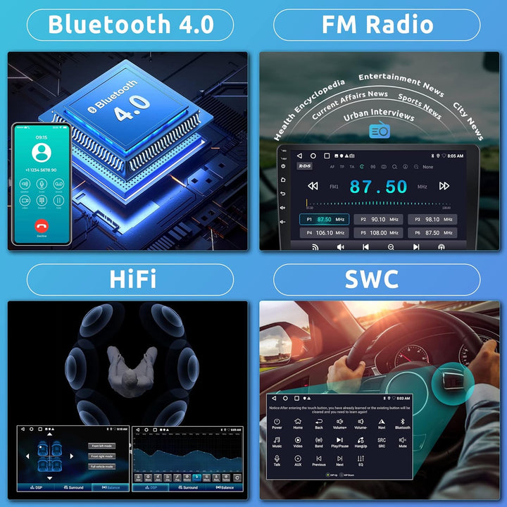 2G 32G Android Car Stereo for Toyota Corolla 2009 - 2013 with Carplay Android Auto 9’’ Touch Screen Car Radio Bluetooth GPS WiFi FM Mirror Link RCA USB SWC + Backup Camera - Just Closeouts Canada Inc.