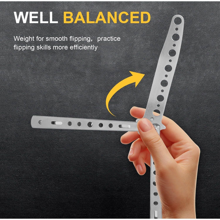 2Pcs Butterfly Trainer, Stainless Steel Practice Training Tool for Beginners Practicing Flipping Tricks and Fancy Action, 100% Safe, Black and Silver - Just Closeouts Canada Inc.