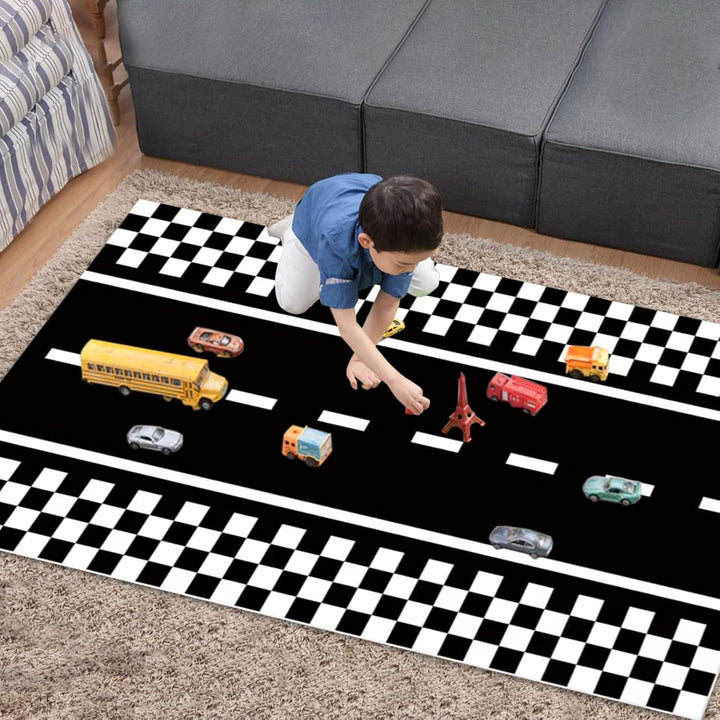 2PCS Checkered Tablecloth Racing Car Tablecloth Racing Party Supplies 54"x108" Disposable Plastic Racetrack Tablecloth Car Birthday Party Supplies Car Birthday Decorations Car Theme Party Table Covers - Just Closeouts Canada Inc.