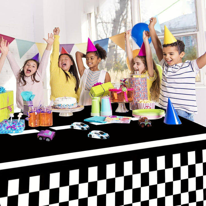 2PCS Checkered Tablecloth Racing Car Tablecloth Racing Party Supplies 54"x108" Disposable Plastic Racetrack Tablecloth Car Birthday Party Supplies Car Birthday Decorations Car Theme Party Table Covers - Just Closeouts Canada Inc.