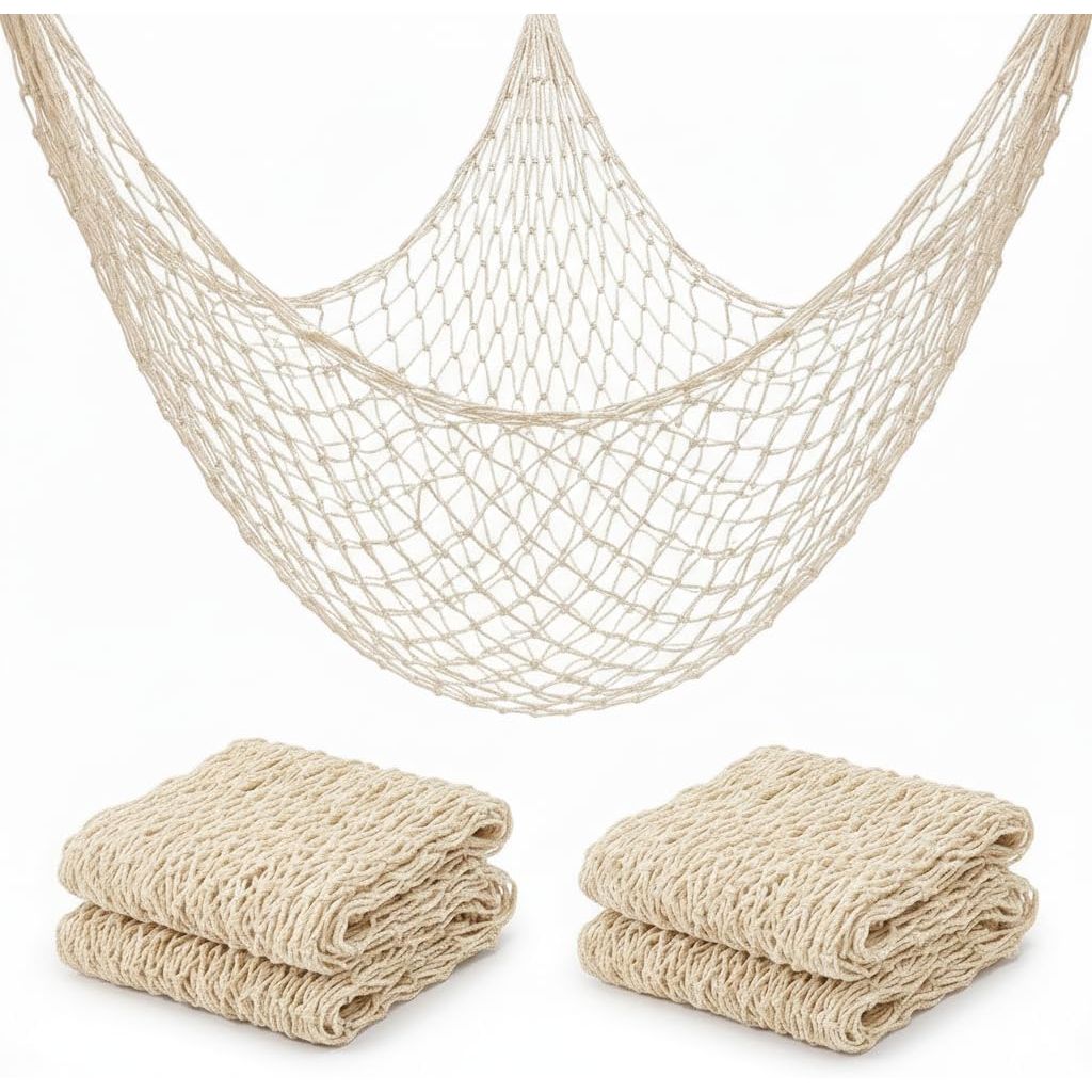 2PCS Fish Net Decorative - 78 x 39 Inch (2x1m) Fish Net Decorations Netting Nautical Fishnet Table Runner Netting Fishnet Ocean Party Decorative Fishing Rope Netting - Just Closeouts Canada Inc.