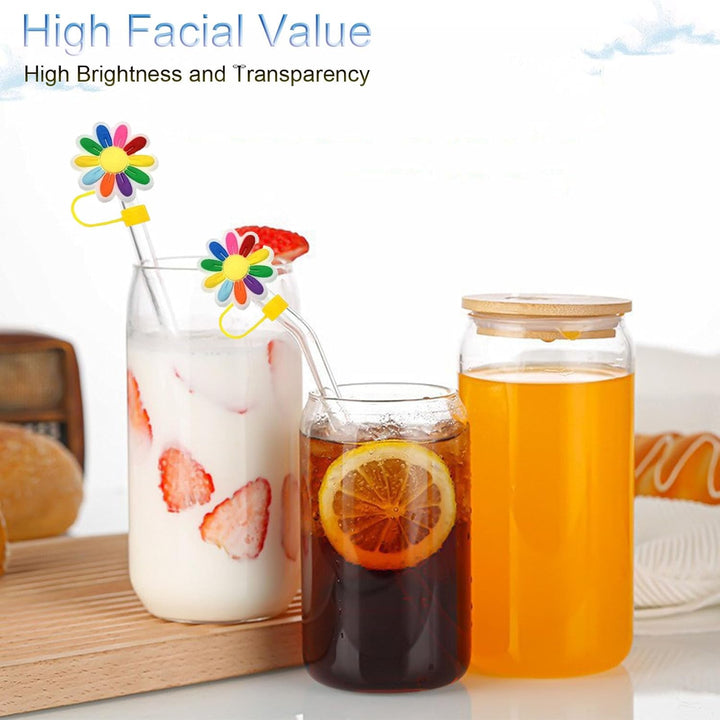 2PCS Glass Cups with Bamboo Lids and Straws, 16OZ Ice Coffee Cup, Drinking Cup Set with Wooden Lids and Straw Cover, Home Essential Glass Tumblers for Beer, Latte Clear, Boba Tea and Soda - Just Closeouts Canada Inc.